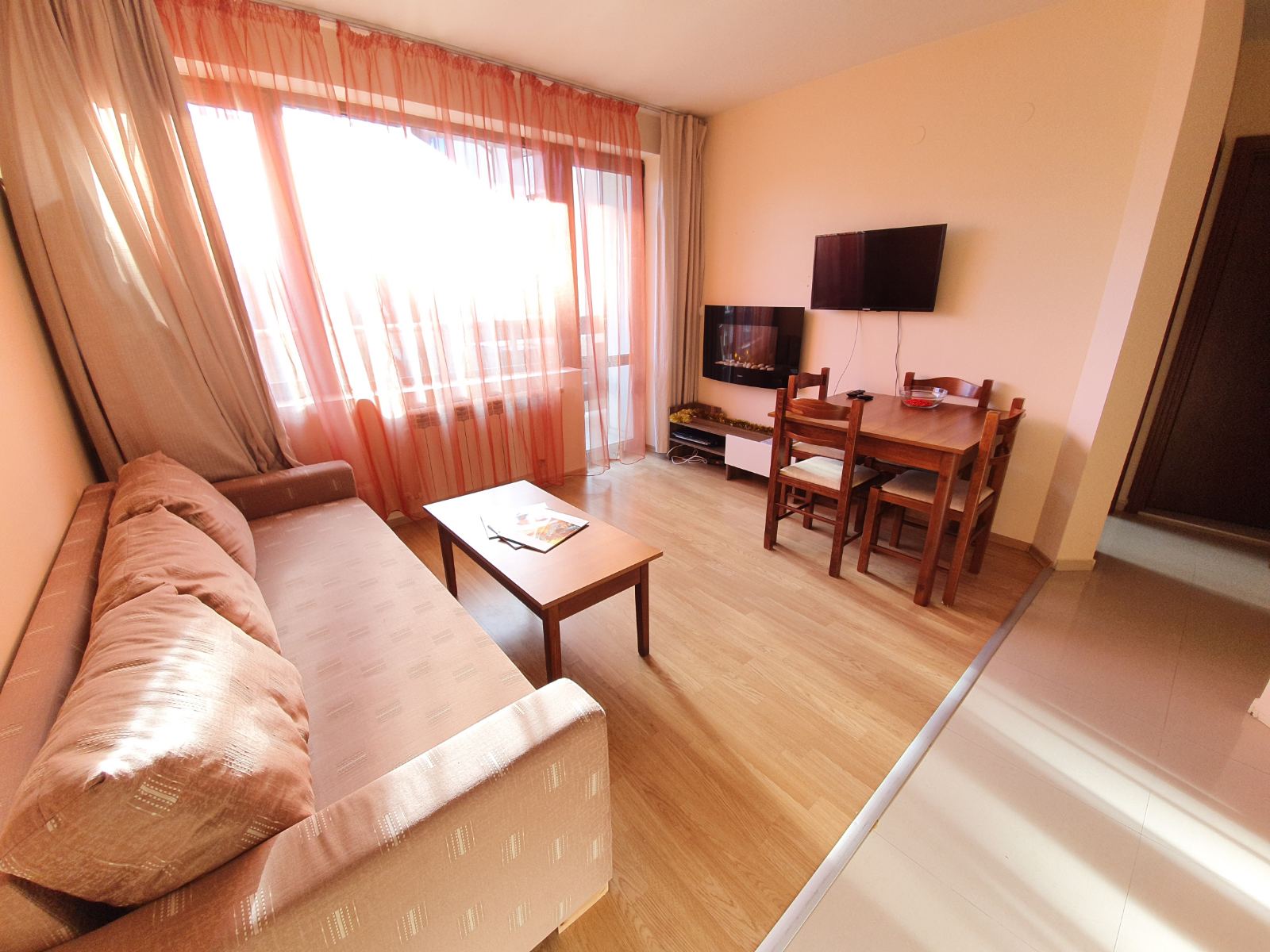 one-bedroom apartment with a view of the pirin mountain